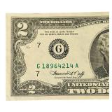 1976 United States $2 Federal Reserve Notes - Qty 2 | Serial Number G 39880574 A | Serial Number G 18964214 A