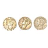 Mercury Dimes - 1936 (1) | 1938 (2) - Qty 3