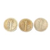 Mercury Dimes - 1936 (1) | 1938 (2) - Qty 3