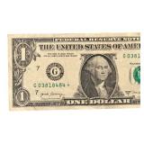 2017A US $1 Federal Reserve "STAR NOTE" | Serial Number G 03818484 | G 02424608