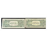 2017A US $1 Federal Reserve "STAR NOTE" | Serial Number G 03818484 | G 02424608