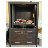 Black Entertainment Center Cabinet - Missing Front Doors