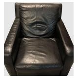 Black Leather Club Chair With Ottoman