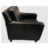 Black Leather Club Chair With Ottoman