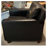 Black Leather Club Chair With Ottoman