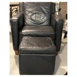 Black Leather Club Chair With Ottoman