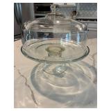 Cake Dish, Pewter Tray & Glass Serving Pieces Mixed Lot