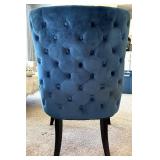Blue Upholstered Chair & Ottoman Set With Peacock Pillow