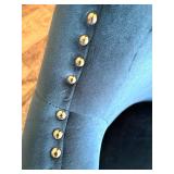 Blue Upholstered Chair & Ottoman Set With Peacock Pillow