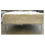 Coaster Mid Century Style Faux Fur Ottoman & 2 Pillows