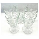 Glass Wine Table, Decanter & 5 Glasses