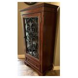 Wood Wine Cabinet With Iron Door