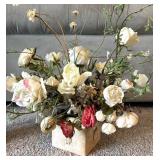 Lantern Decor Set With Faux Floral Arrangement & Candles