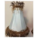 Pair of Decorative Floor Lamps With Feather Shades