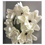 White Floral Wreath & Decorative Cylinder Bathroom Decor Mixed Lot