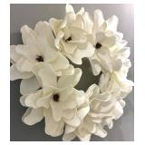 White Floral Wreath & Decorative Cylinder Bathroom Decor Mixed Lot