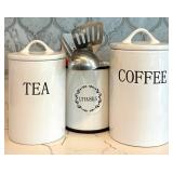 Tea, Coffee & Utensil Canister Set With Utensils