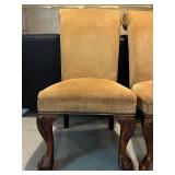 Pair of Carved Upholstered Clawfoot Chairs