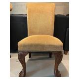 Pair of Carved Upholstered Clawfoot Chairs