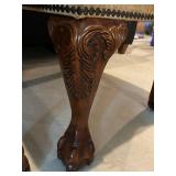 Pair of Carved Upholstered Clawfoot Chairs