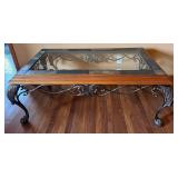 Glass Coffee Table With Iron Base