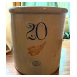 Vintage Red Wing Stoneware Crock - 20 Gallon With Wooden Lid