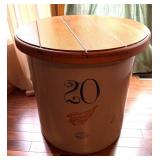 Vintage Red Wing Stoneware Crock - 20 Gallon With Wooden Lid