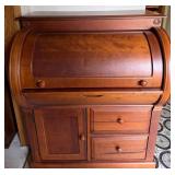 Wood Roll Top Secretary Desk