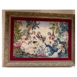 Petit Point Embroidery in Ornate Antique Frame