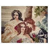 Petit Point Embroidery in Ornate Antique Frame