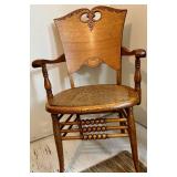 Vintage Oak Armchair With Carved Back