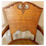 Vintage Oak Armchair With Carved Back