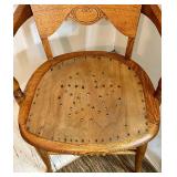 Vintage Oak Armchair With Carved Back