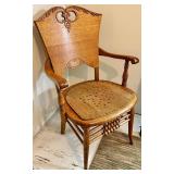 Vintage Oak Armchair With Carved Back
