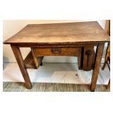 Vintage Oak Desk With Drawer & Side Rack