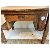 Vintage Oak Desk With Drawer & Side Rack