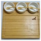 Picnic at Ascot Bamboo Charcuterie Board Serving Set With Mugs, Bowls & Sleeves
