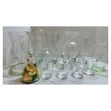 Mixed Lot Clear Glass Vases, Pitcher, Tumblers & Lighted Angel