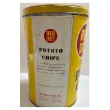Vintage Red Dot Potato Chips Tin & Glass Oil Lamp Mixed Lot
