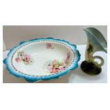 Vintage Hull Pottery Vase & Antique Bowl