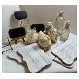 Beach Decor Mixed Lot With Shell Bags, Rope Bottles & Wood Signs