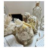 Beach Decor Mixed Lot With Shell Bags, Rope Bottles & Wood Signs