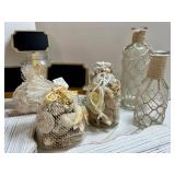 Beach Decor Mixed Lot With Shell Bags, Rope Bottles & Wood Signs