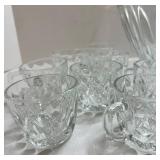 Clear Pressed Glass Punch Bowl & 8 Cups (Lot of 9)