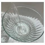 Clear Pressed Glass Punch Bowl & 8 Cups (Lot of 9)