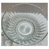 Clear Pressed Glass Punch Bowl & 8 Cups (Lot of 9)