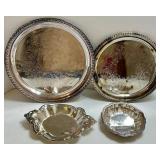 Silver Plated Platters & Trays Mixed Lot (4)