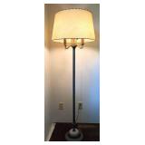 Ornate Three-Light Floor Lamp With Drum Shade