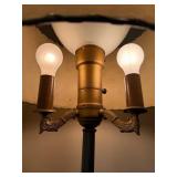 Ornate Three-Light Floor Lamp With Drum Shade