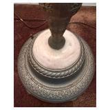 Ornate Three-Light Floor Lamp With Drum Shade